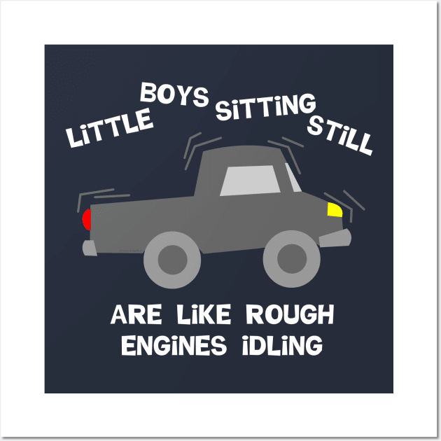 Boys Sitting Still White Text Wall Art by Barthol Graphics